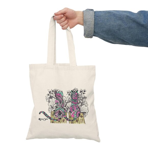 Double Cat Small Tote Bag by Momma Balisti - Reusable Canvas Bag @MommaBalisti - Picture 2 of 5